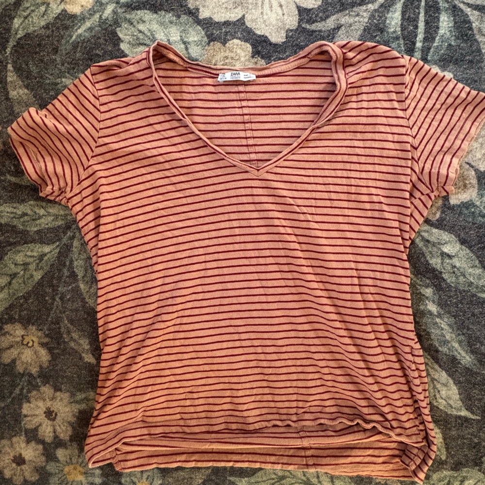 Zara Women’s Burgundy Striped Top